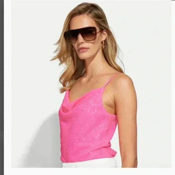 NWT Generation Love Monet Sequin Cami Tank Top Ultra Pink - Picture 3 of 7